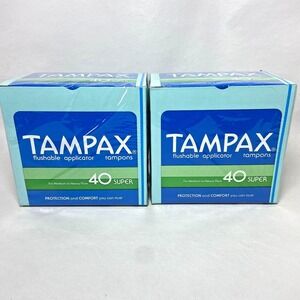 Vintage Lot of 2 Tampax‎ Tampons Super 40 Box NOS Movie TV Prop 80s 90s NIB